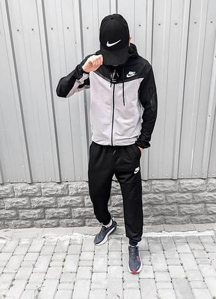 Чоловічий спортивний костюм nike чорний з сірим