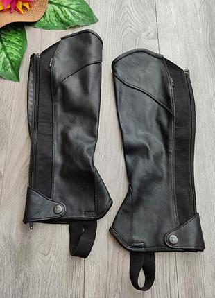 Черные кожаные краги для верховой езды dublin stretch fit half chaps с боковой молнией и фирменной кнопкой внизу размер small