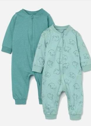 Чоловічки унісекс h&m на блискавці, бірюзові, розміри 50-86 см