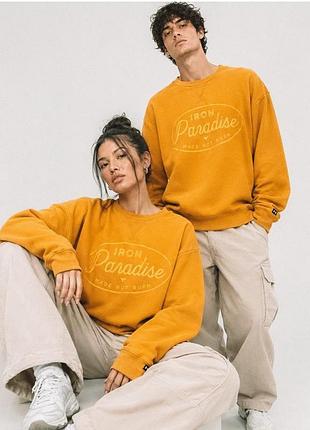 Under armour стильный свитшот оверсайз горчичного цвета унисекс