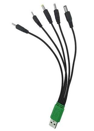 Кабель usb - dc 5в1 5v для заряджання різних побут.приладів dc2.0/2.5/3.5/4.0/5.5 0,2м тм gerlax