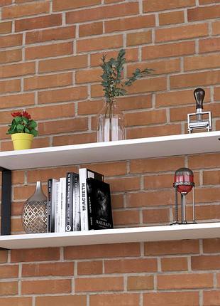 Полиця настінна loft design pl-c 112 см біла для книг та декору, метал/дсп