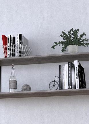 Настінна полиця loft design pl-c дуб палена 112 см, металеві кронштейни, дсп 18 мм