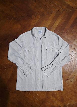 Zara — рубашка из льна и вискозы, relaxed fit, l