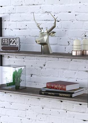 Полка настенная loft design pl-2-18 дуб палена, 112 см, черный металл