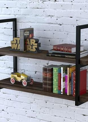 Настенная полка loft design pl-2-36 орех модена, 92 см, черный каркас