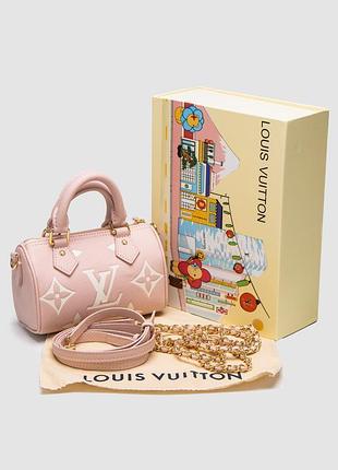 Сумка speedy louis nano monogram vuitton empreinte leather rose