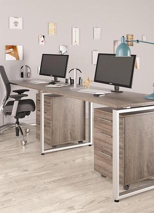 Двойной письменный стол loft design q-135-2 дуб палена