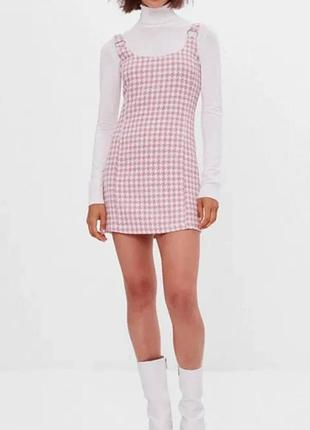Сарафан жіночий bershka в клітинку рожевий