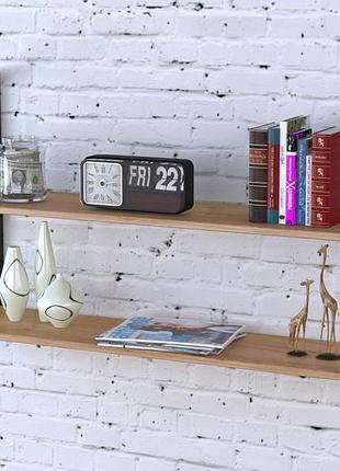 Настінна полиця loft design pl-2-18 дуб крафт золотий 112 см чорний каркас