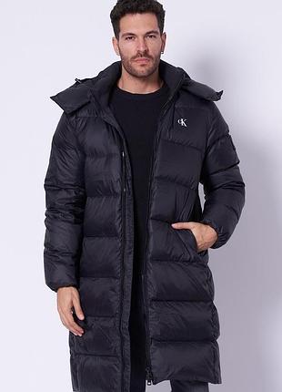 Пуховик чоловічий calvin klein jeans чорний, розмір m, міді