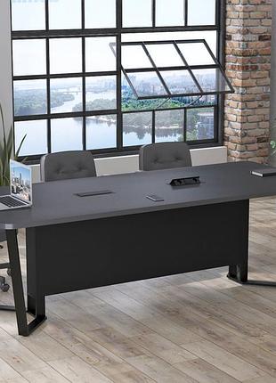 Стол для переговоров v-240 loft design антрацит с розетками