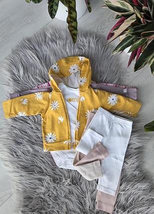 Костюм та комплект для дівчаток h&m, carter's, розмір 0-3 місяці/62, жовтий, білий, рожевий