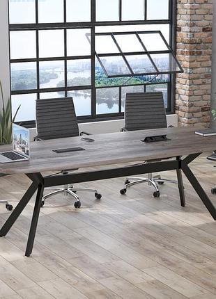 Стол для переговоров академия loft design дуб палена с розетками