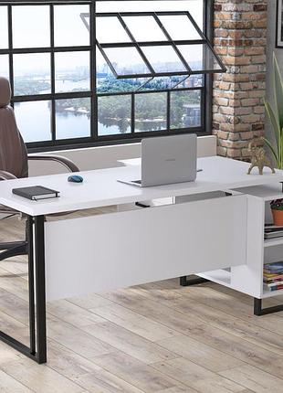 Стол руководителя loft design нотариус белый 36 мм лдсп, металл, тумба, ящики