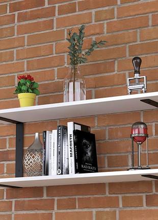 Настінна полиця loft design pl-c 92 см біла з металевими кронштейнами