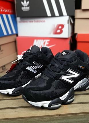 Женские качественные и стильные кроссовки new balance 9060 cordura gore-tex черные с белым❄️
