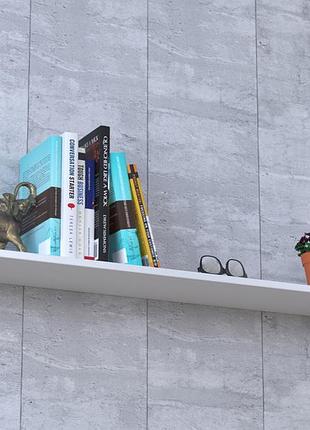 Полка настенная loft design pl-6-18 белая 112 см, дсп, с черными кронштейнами
