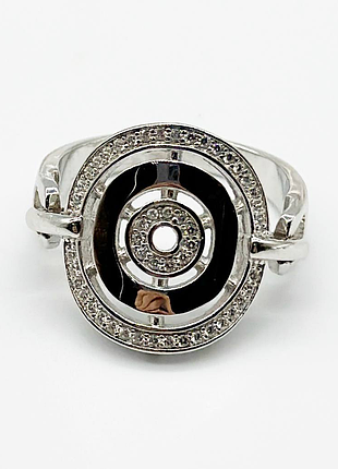 Срібна каблучка в стилі "bvlgari" зі вставкою фіаніт, розмір 18,0, вага: 5.4 г