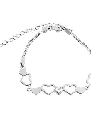 Срібний браслет зі вставкою фіаніт, розмір 16 см x 0,7 см, вага: 3.4 г