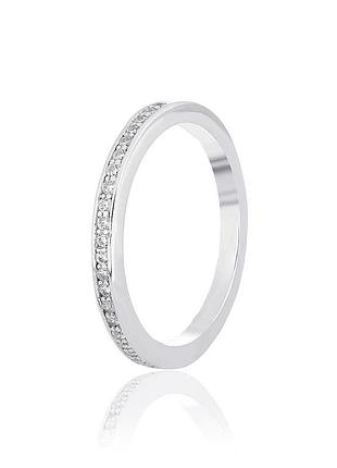 Серебряное кольцо с фианитами в дизайне дорожки, размер 16,0, вес: 1.5 г 19,5