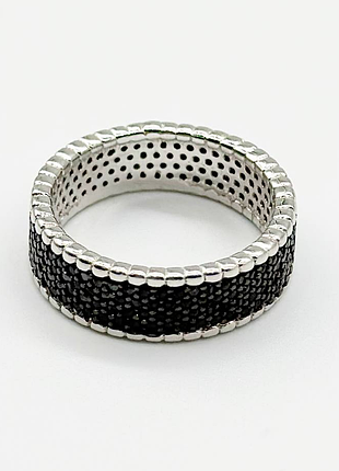 Серебряное кольцо в стиле "van cleef и arpels" со вставкой фианит, размер 17,0, вес: 4.0 г
