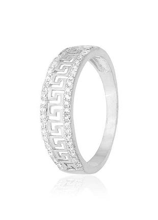 Серебряное кольцо с фианитами, размер 15,5, вес: 2.0 г