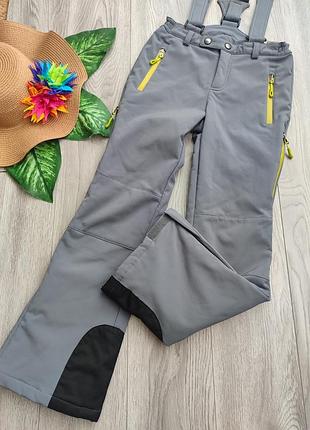 Серые лыжные брюки из материала софтшелл softshell от inoc для зимних видов спорта и зимнего трекинга возраст 146-152 см рост 11-12 лет
