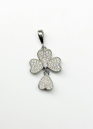 Серебряная подвеска в стиле "van cleef и arpels" с фианитами