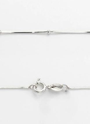 Серебряная цепочка снейк с шариками, размер 45 см x 0,1 см, вес: 2.8 г