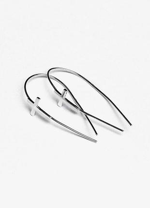 Серебряные серьги рыбки с крестами