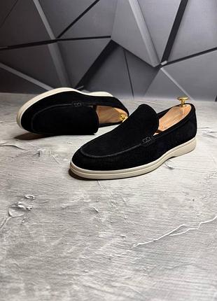Лофери замшеві зимові чоловічі  loro piana black ! лофери замшеві утеплені чоловічі чорні! туфлі лофери утеплені зимові! розміри 40-45!