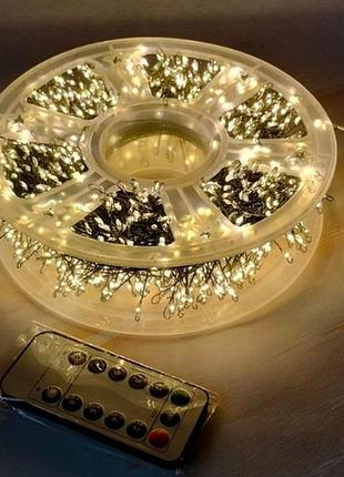 Новорічна гірлянда кімнатна роса 100 м 2000 led хвойна лапа зелений провід жовте сяйво d3000l100mgy