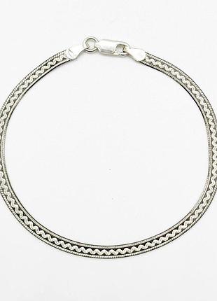 Серебряный браслет, плетение плоская лента, размер 19 см x 0,3 см, вес: 3.1 г