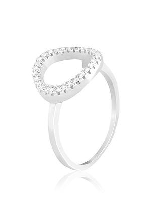 Серебряное кольцо геометрия с белыми фианитами, размер 18,0, вес: 1.7 г