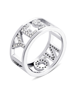 Серебряное кольцо с фианитами, размер 16,0, вес: 3.4 г
