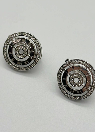 Серебряные серьги в стиле "bvlgari" с фианитами