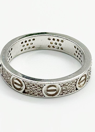 Срібна каблучка в стилі "cartier" зі вставкою фіаніт, розмір 18,5, вага: 3.3 г