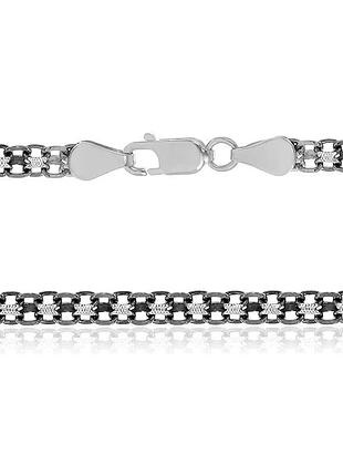 Серебряная цепочка, бисмарк (двойной якорь) (067в), размер 45 см x 0,4 см, вес: 11.3 г