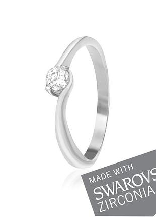 Серебряное кольцо с цирконием swarovski zirconia, размер 15,0, вес: 1.5 г