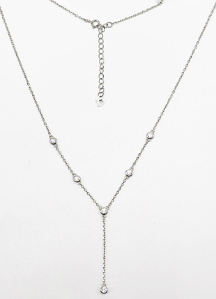 Срібне кольє зі вставкою swarovski zirconia, розмір 48 см x 0,1 см, вага: 4.4 г