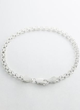 Серебряный браслет с плетением бисмарк, размер 18 см x 0,15 см, вес: 4.7 г