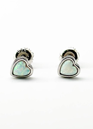 Серебряные серьги с сердцами из опала