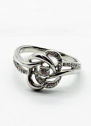Серебряное кольцо со вставкой фианит, размер 16,5, вес: 3.9 г
