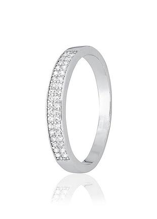 Серебряное кольцо с фианитами, размер 15,5, вес: 1.9 г