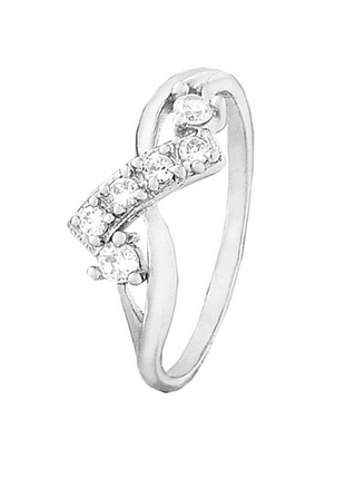 Серебряное кольцо с фианитами, размер 15,5, вес: 1.3 г