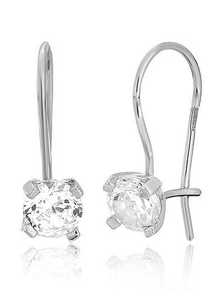 Серебряные серьги со вставкой swarovski zirconia