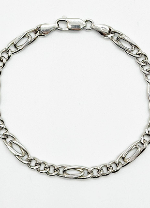 Серебряный браслет, плетение тигровый глаз 3+1, размер 21 см x 0,6 см, вес: 6.6 г
