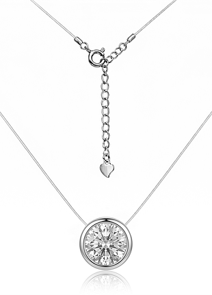 Срібне кольє мононитка зі вставкою swarovski zirconia, розмір 40 см x 0,05 см, вага: 1.2 г