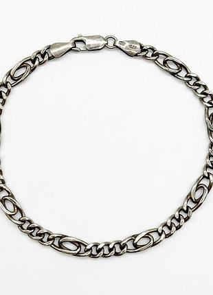 Серебряный браслет, плетение тигровый глаз 3+1, размер 20 см x 0,5 см, вес: 4.5 г